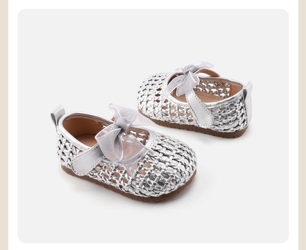 Spring Lace Bow Non-Slip Soft Bottom Baby Shoes - Girls' Princess Style Leather
