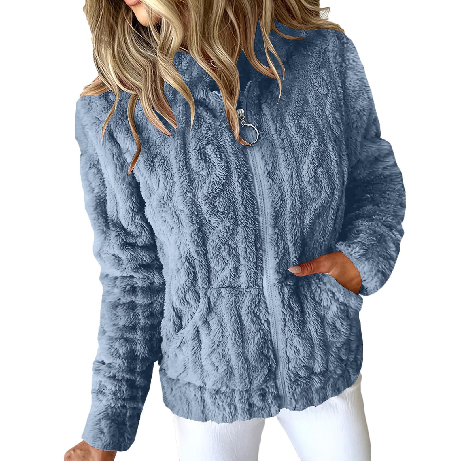 

Women s Casual Fleece Lined Hooded Zip Up Sweatshirt Soft Warm Long Sleeve Pullover With Front Pockets XXL