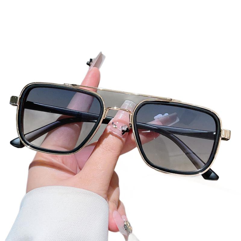 New European and American metal frame double beam retro sunglasses men's street fashion trend sunglasses