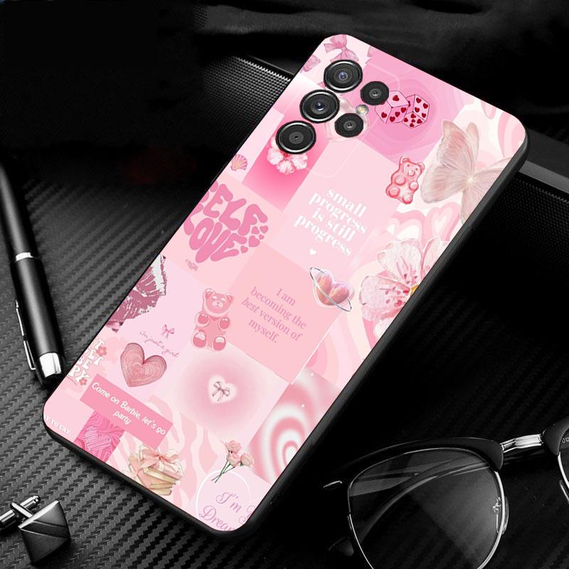 Phone Case For Samsung Galaxy S25 S24 S23 S22 S21 Ultra S24 S23 S22 S21 S25 Plus S24 S25 FE Pink Aesthtic