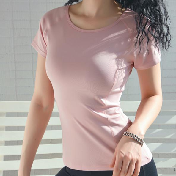 

Жіночі топи для йоги Slim Fit Швидкосихаючі дихаючі сорочки з короткими рукавами для фітнесу XL рожевий