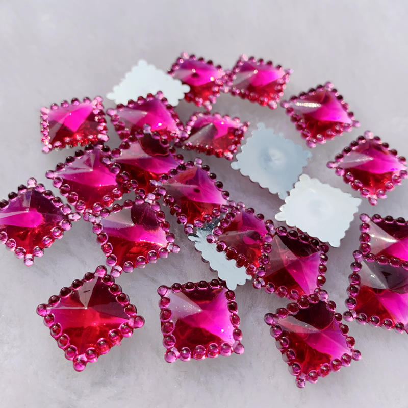 DIY 80pcs 12mm Crystal Acrylic Rhinestones Flatback Square Gems Strass Stone For Clothes Dress Craft -A54