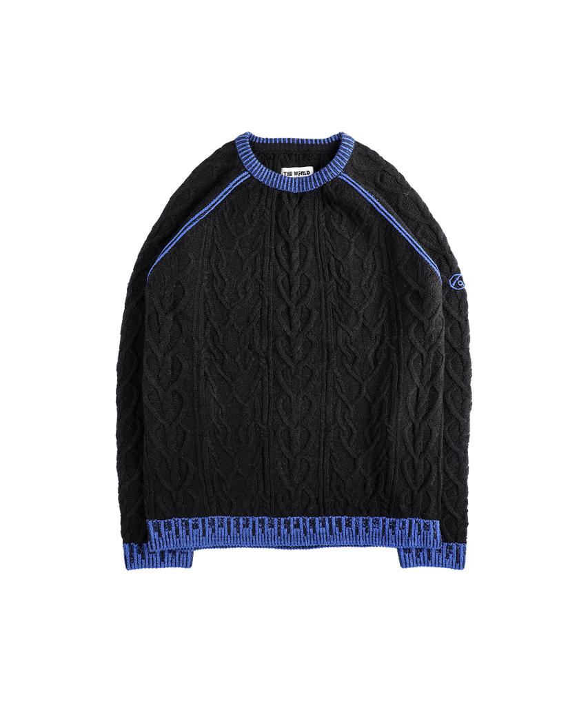 THEWARLD Embroidery Logo Sweater Black/Blue
