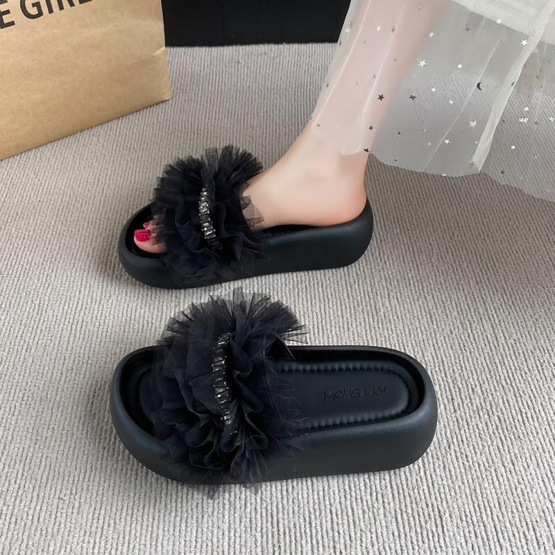 

CRLAYDK Модные женские тапочки Сетчатые сандалии для ходьбы Слипоны Для лета Дамские туфли-слайды на платформе Повседневная обувь 40