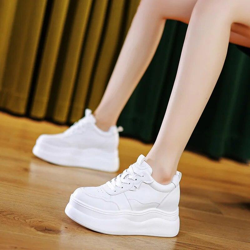 Fujin 8 см из микрофибры кожаные весенние скейтбординговые массивные кроссовки на платформе женская модная осенняя обувь на танкетке повседневная обувь 34 4738₽