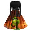 Women's Fashion Crew-neck Christmas Print Long-sleeved Casual Dress