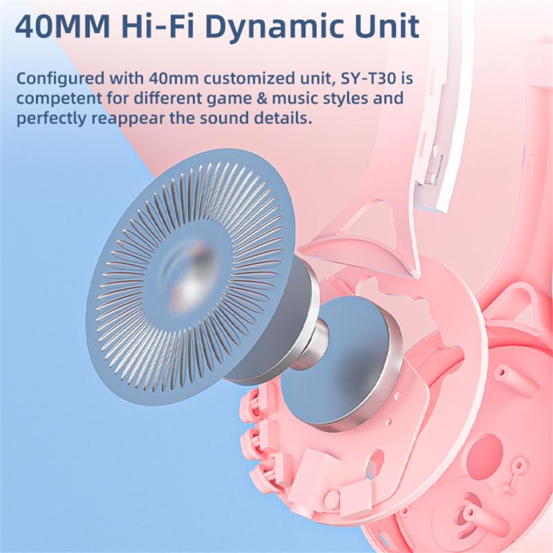 Luminous Led Cute Cat Ears Headphones Bluetooth-compatible Wireless Stereo Music Headset With