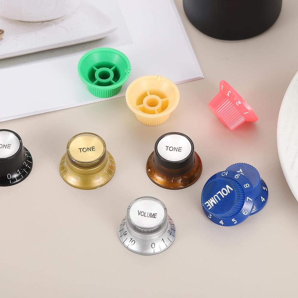 Uxcell Chapéu de Sino de Controle Métrico para Guitarra para Guitarras Elétricas e Conjunto de Eixo Dividido x Tom x Botões, Botões, Baixos, Potenciômetros, 3 Peças (Volume 1, 2),