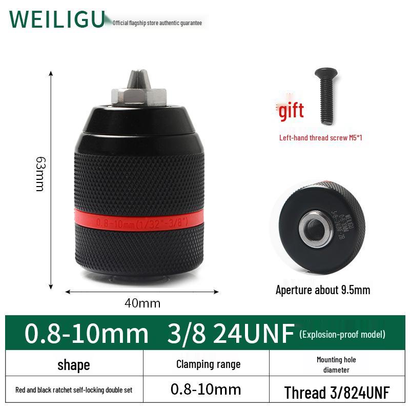 

Anti-lock Self-tightening Ratchet Metal Drill & Impact Wrench Chuck, Explosion-proof.