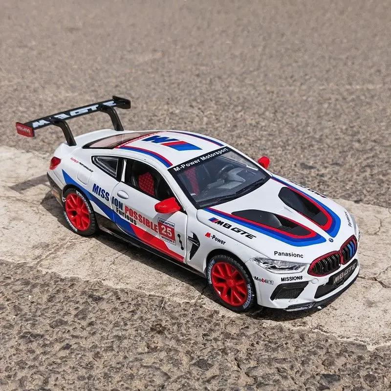 1:24 BMW M8 GTE TRACK Alloy Racing Car Model Diecasts Metal Toy Sports Vehicles Car Model Collection Sound Light Gifts