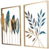Metal Leaf Wall Hanging Decor | Nature-Inspired Leaf Design | Easy Installation (Set of 2 | Gold)