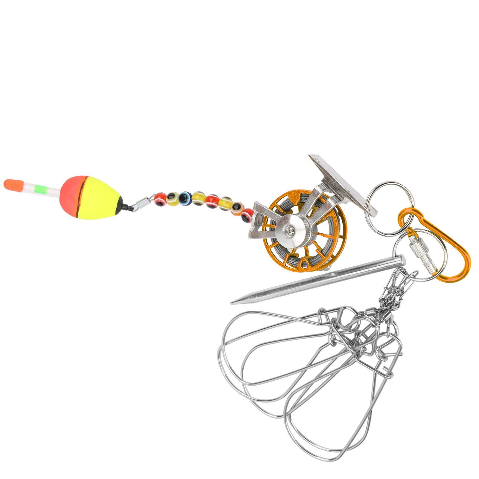 5 Hooks Lock Live Fish Buckle Fishing Stringer Clip Stainless Steel Fishing Tackle Tools