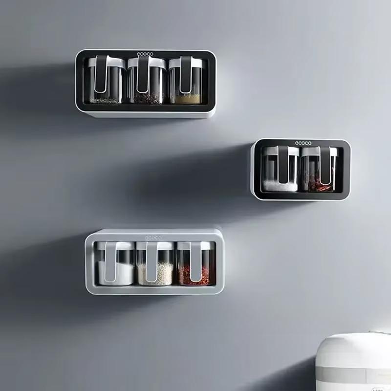 3Bottle Spice Rack Wall Mount Kitchen Storage Rack Seasoning Box Sugar Salt Container Organizer Jar Spice Holder Kitchen Storage