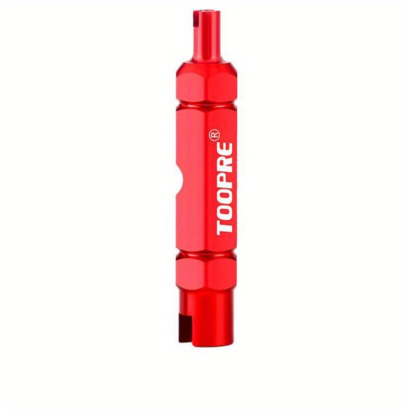 French-Style Tool Laser TOOPRE Three-in-One Bicycle Valve Core Remover - Compact Aluminum Alloy Tool for Schrader and Presta Valves, Non-Slip Grip