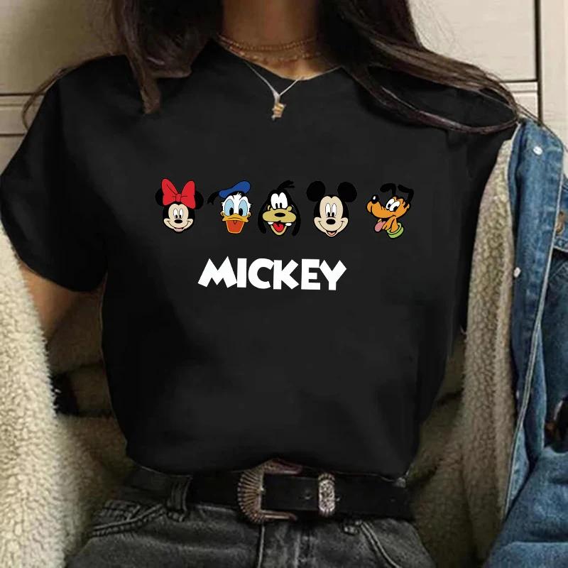 Disney T-shirt Gothic Fashion Mickey T-shirt Minnie Mouse Print Casual T-shirt Women's Kawaii T-shirt Kawaii Loose Clothing