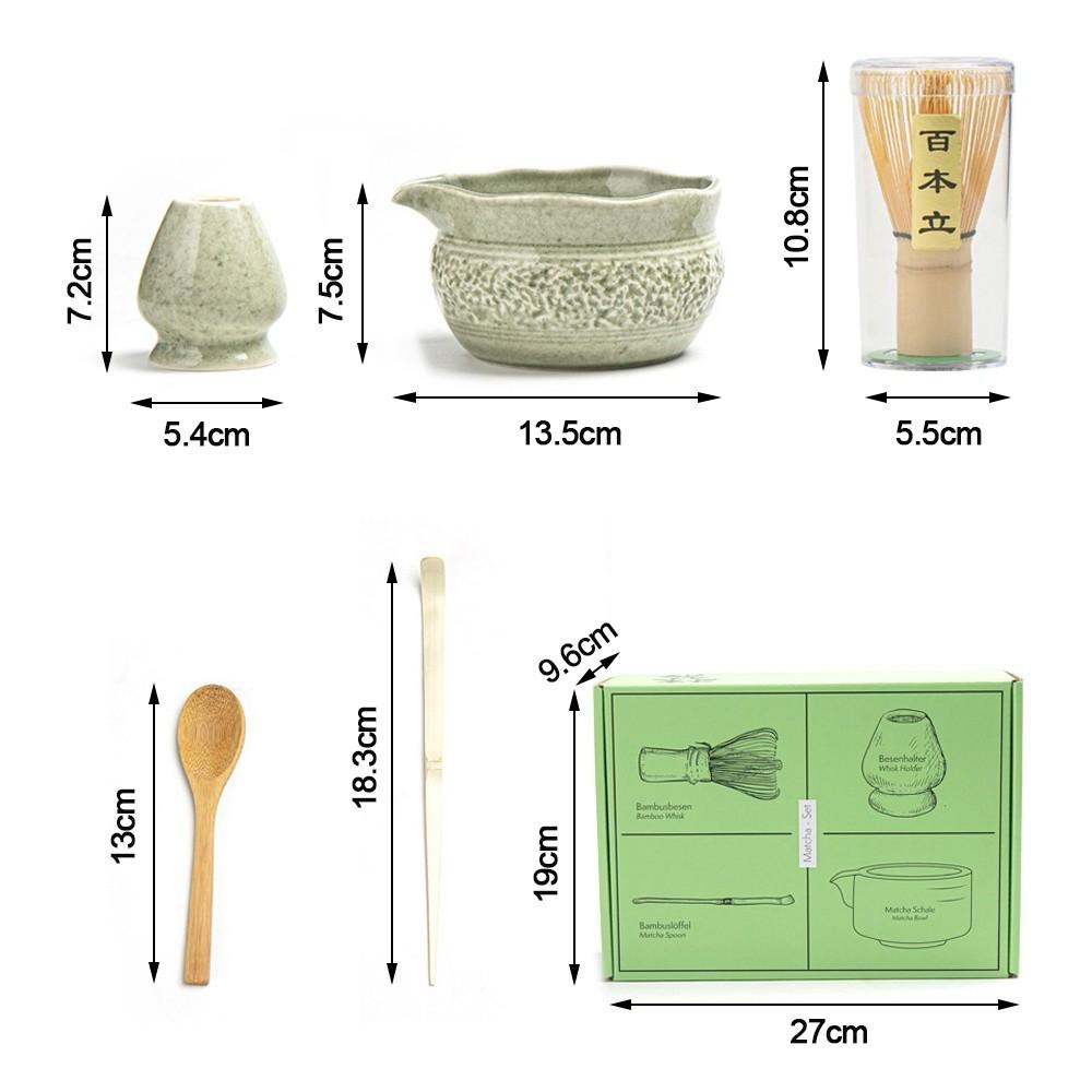 5PCS Ceramic Bamboo Japanese Matcha Tea Set Matcha Whisk Holder Matcha Bowl Matcha Whisk Set Reusable Tea Ceremony Accessories