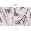 Womens Lightweight Silk-Like Pajama Set Long Sleeve Loose Lounge Wear Home Outfit White Giraffe Print