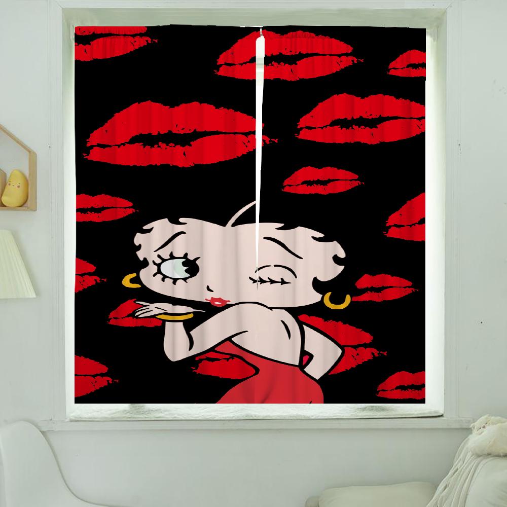 Window Kitchen Curtains for Living Room 2 Pieces Blackout Curtains Door Curtain B-betty B-boop Bedroom Decoration Partition Home