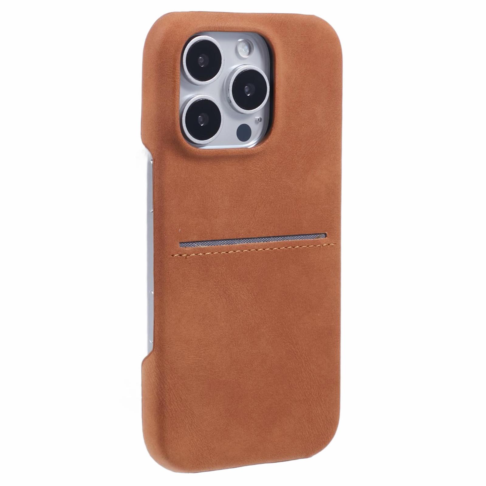 

For iPhone 16 Pro Case Skin-Touch Leather+PC Phone Cover with Card Slot Yellow