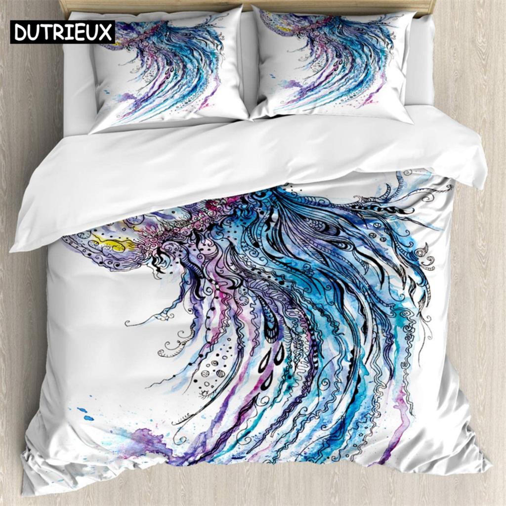

Ink painting 3Pcs Bedding Sets 3D Digital Printing Custom Quilt Duvet Cover Set Home Queen King Quilt Pillowcase (135x200cm)&set