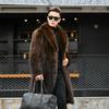 Imitation Mink Coat Men's Medium and Long Autumn and Winter Large Size Velvet Thickened Imitation Raccoon Fur Imitation Fur Coat Brown