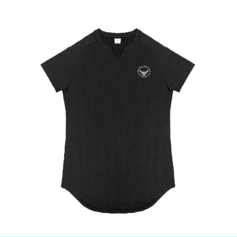 

Mens Sport Casual Elastic Tights Tshirts Polyester Short Sleeve Summer Quick Dry Clothing Gym Bodybuilding Muscle Fitness Shirts M чёрный