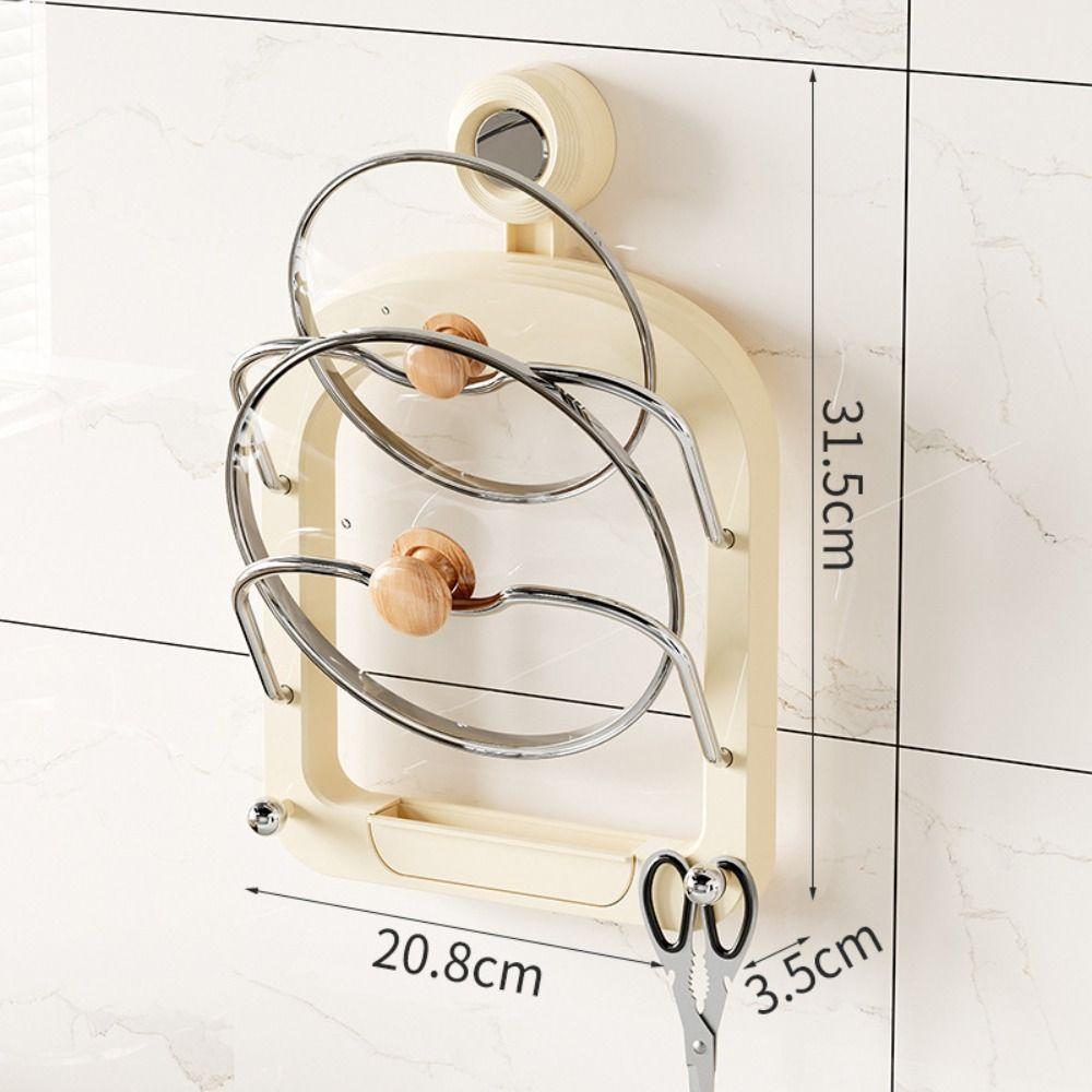 Wall Mounted Pot Lid Holder Punch-Free Pot Lid Rack Practical Pan Cover Storage Holder