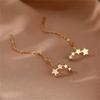 Lang kjedet dusk Star Drop øredobber for kvinner Koreansk Golden Ear Line Smykker Pendientes Boucle d'oreille gave