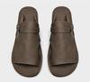 Men's Breathable Cowhide Beach Slippers - Soft Sole Roman Sandals, Size 47