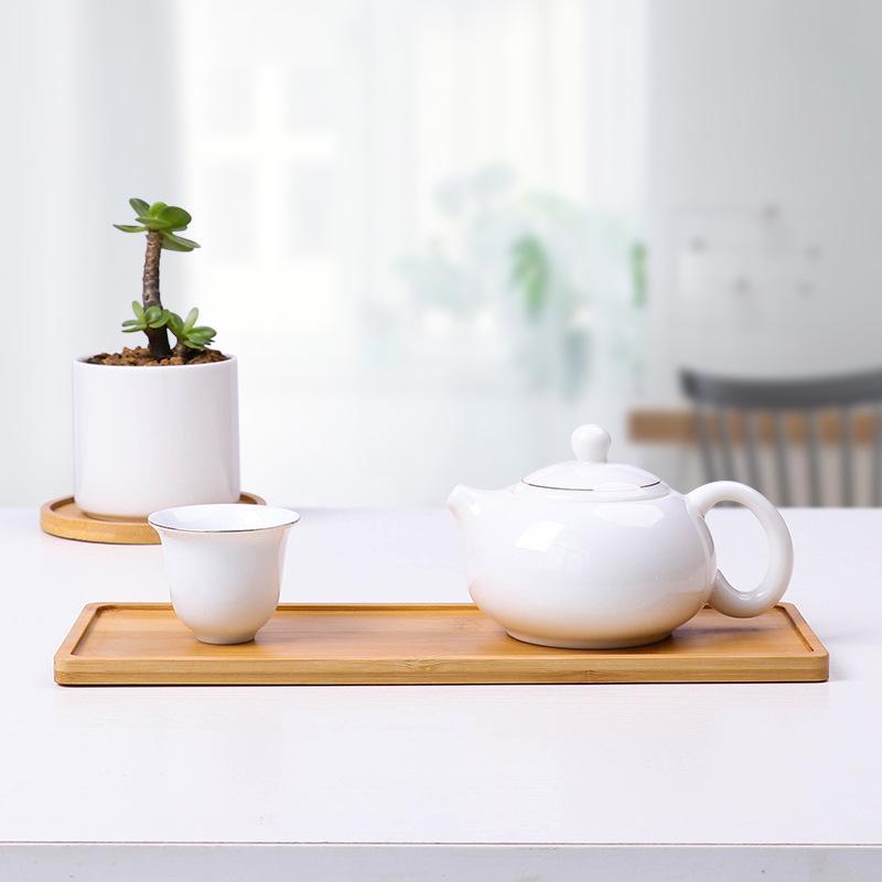 Creative Bamboo Succulent Pot Tray - Rectangular Coaster & Water Catcher for Home Decor