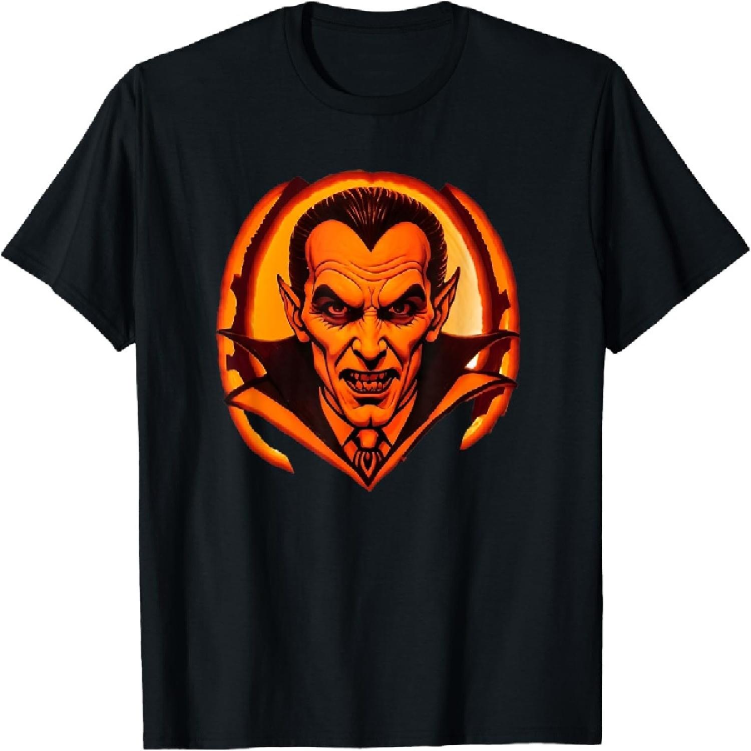 Count Dracula Portrait Lit Jack O Lantern Halloween Pumpkin T-Shirt XXXXXL разноцветный