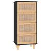 Sideboard Black 40x30x90 cm Solid Pine Wood and Natural Rattan