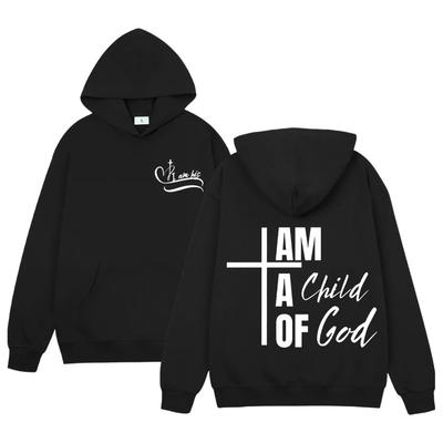 I Am Child of God Humor Men's Casual Sportswear Harajuku Hip Hop Long-sleeved Hooded Sportswear Loose Streetwear