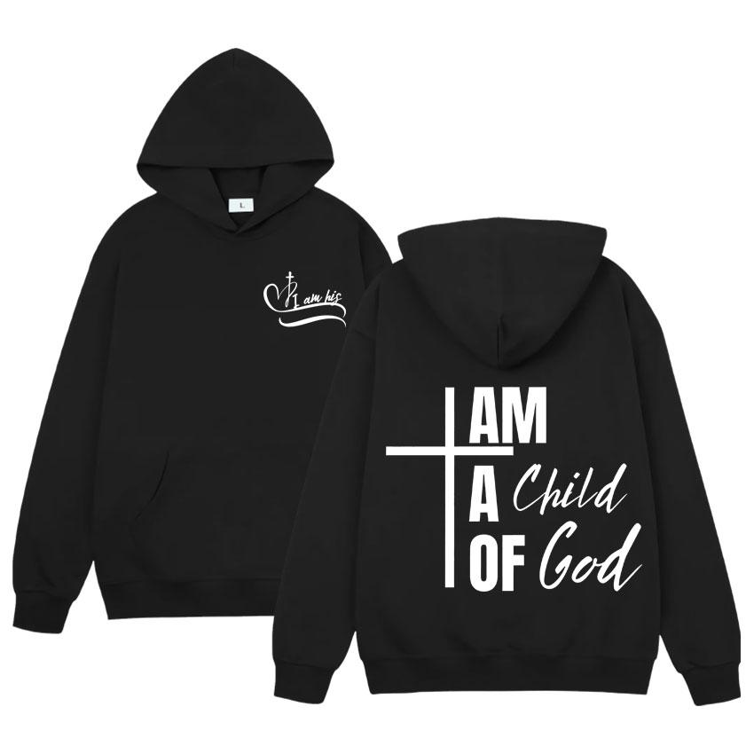 I Am Child of God Humor Men's Casual sportswear Harajuku Hip Hop long-sleeved hooded sportswear Loose Streetwear