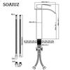 Black Waterfall Basin Sink Faucet Tall Bathroom Mixer Tap Wide Spout Vessel Sink Fauet Hot Cold Water Tap