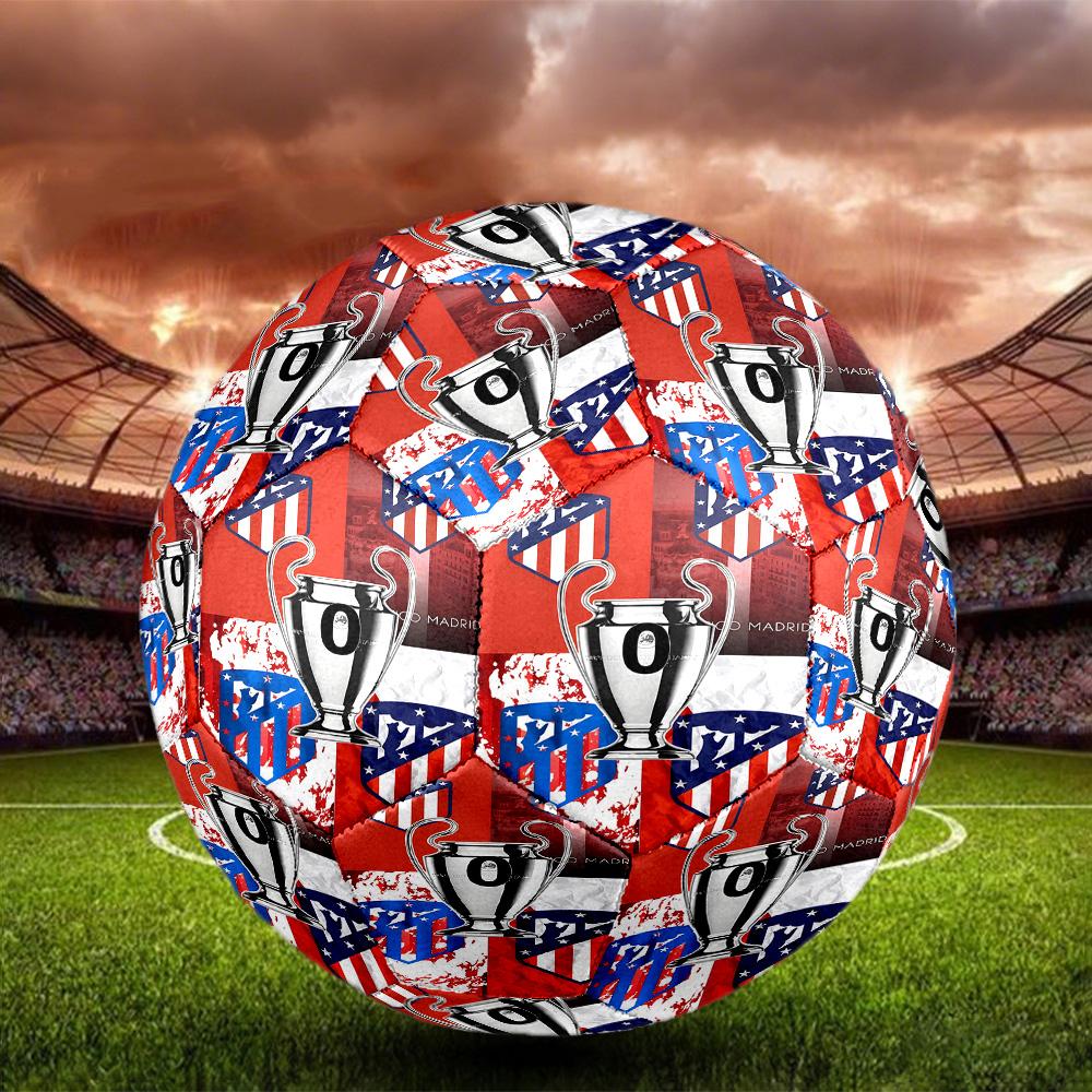Atletico Madrid Print Size 5 Soccer Ball, Standard Match Football for Sports Game and Team Practice, Ideal Gift for Soccer Fans