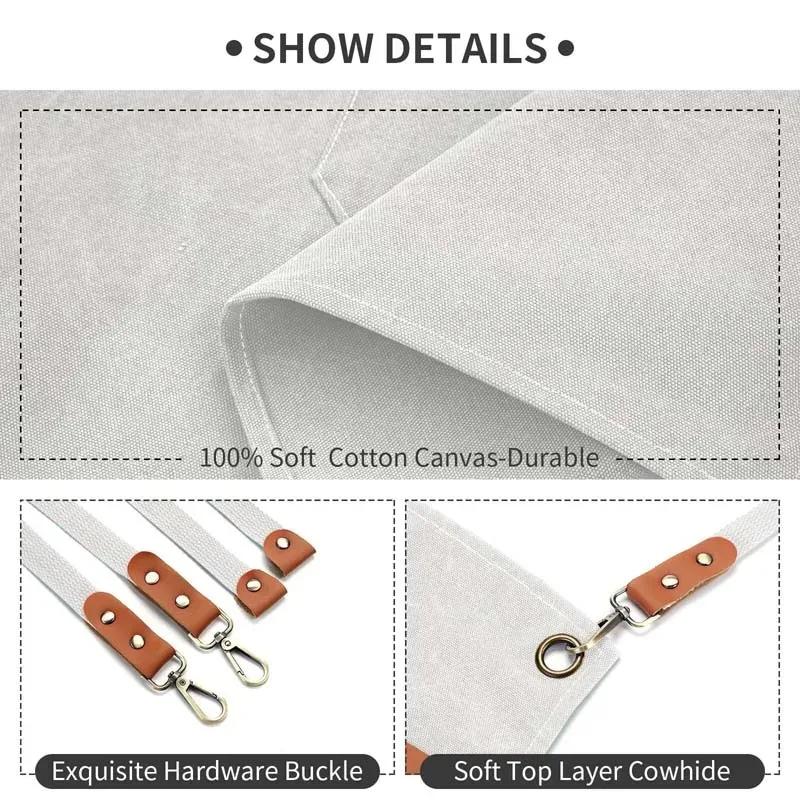 Untior Perfessional Kitchen Apron Canvas Chef Apron Oil-proof Can Wipe Hands Kitchen Cooking With Tool Pockets Work Uniform