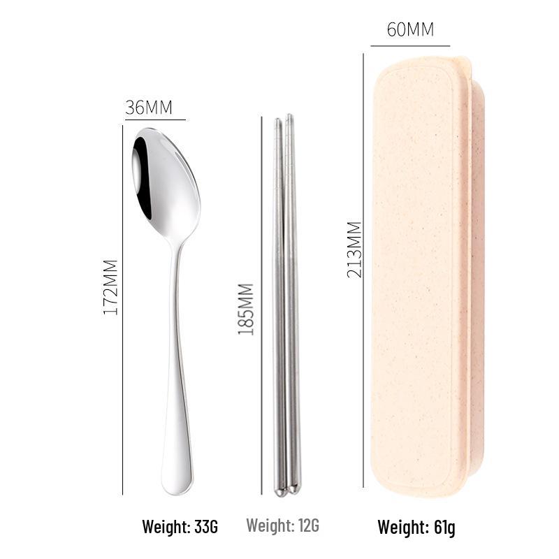 304 Stainless Steel Cutlery Set: Spoon, Fork & Chopsticks - Portable Three-Piece Set for Outdoors, Gift, or Students with Custom Logo Option