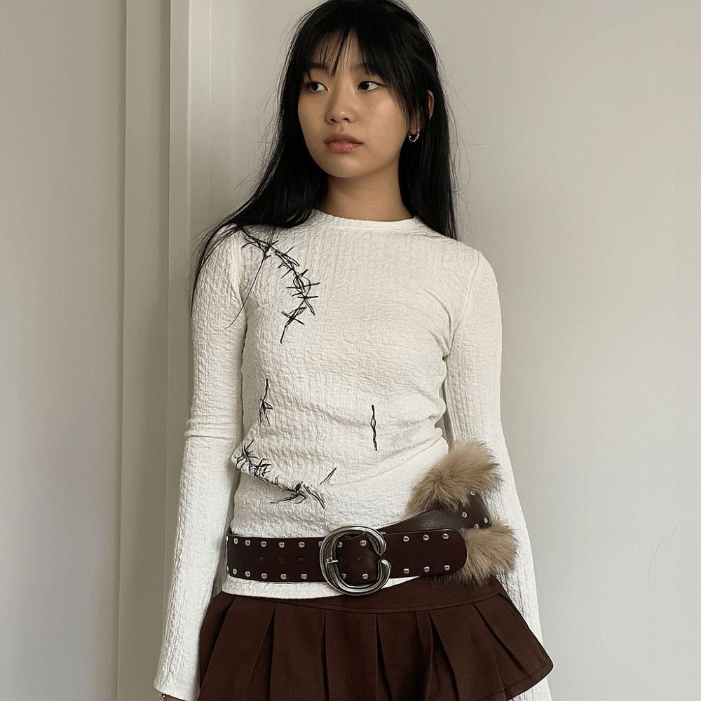 Rivet Leather Fur Belt Faux Fur Plush Belt Vintage Y2K Waistband  Daily