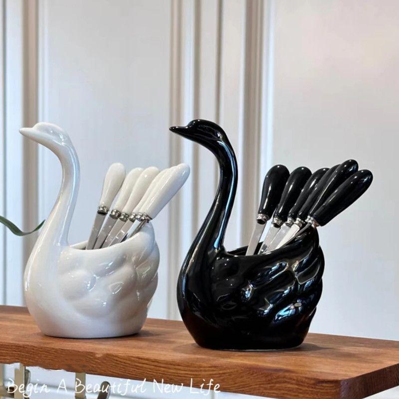 Swan Fruit Fork Set: Elegant and Practical Plastic Kitchenware for Adults