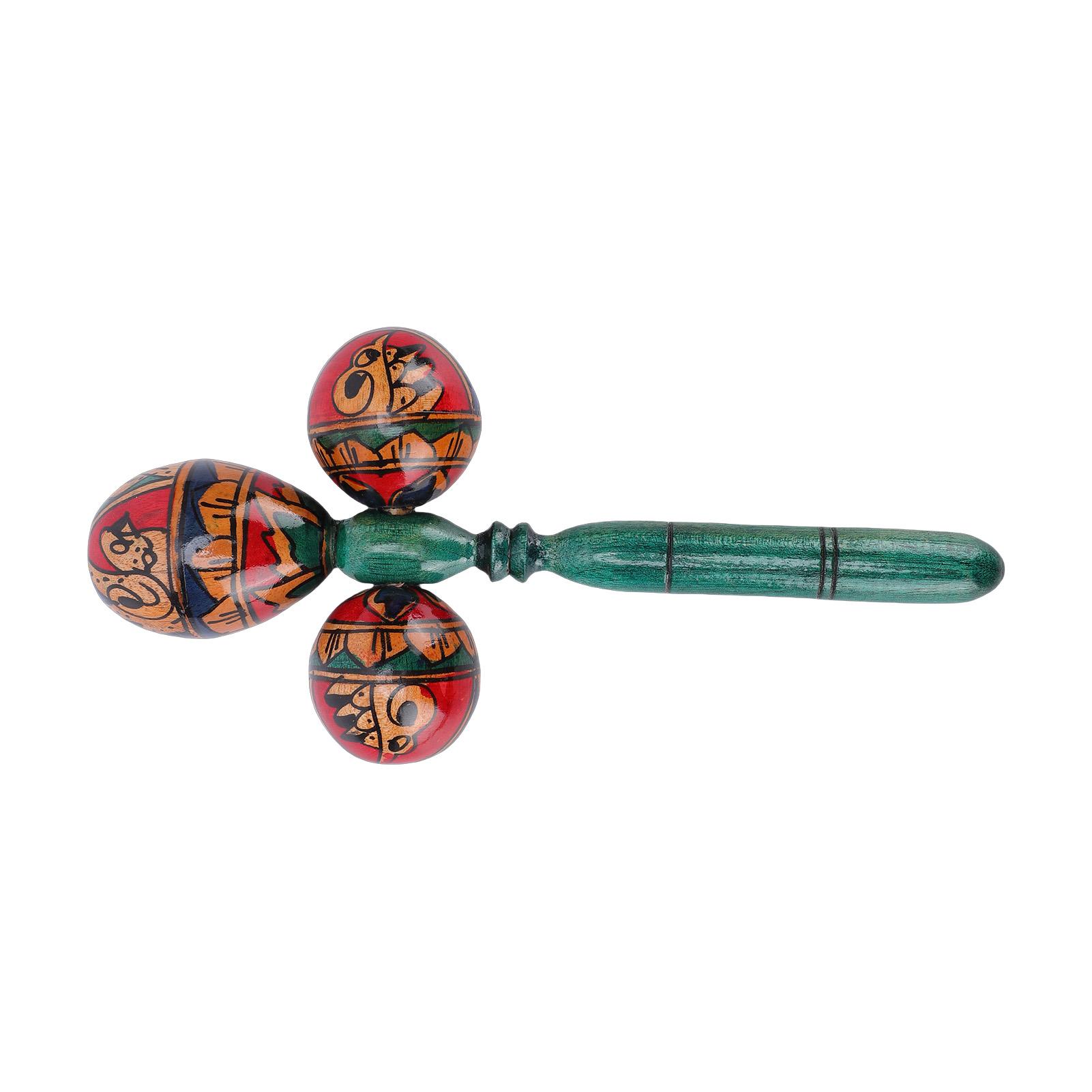 Koogeelife African Musical Shakers Triple Head Maraca Hand Percussion Instrument With Comfortable Grip For Adults And Music Lovers