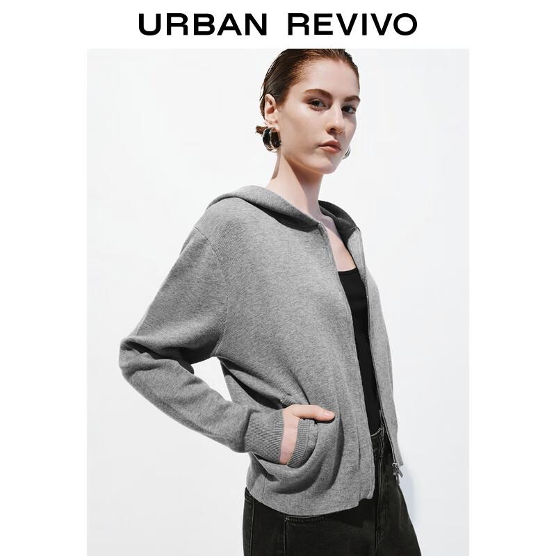 UR Women's Hooded Zipper Short Knit Cardigan