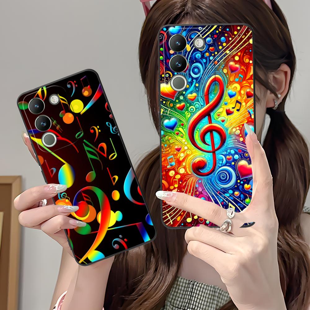 Musical Note Staff Mobile Phone Case for VIVO V60 V50 V40 V30 V29 V27 V25 V23 Pro Lite 5G Colorful Printing Cover Luxury