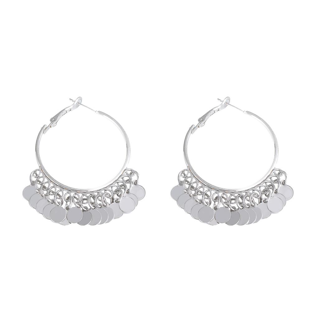 Sparkling Geometric Sequins Fringed Earrings Women'S Metal Cold Wind Temperament High-End Earrings
