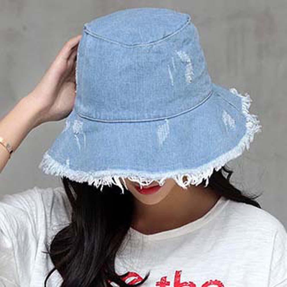 Sunshade Shabby Fisherman Hat Retro Sun Protection Basin Cap Cowgirls Denim Bucket Hats Sport