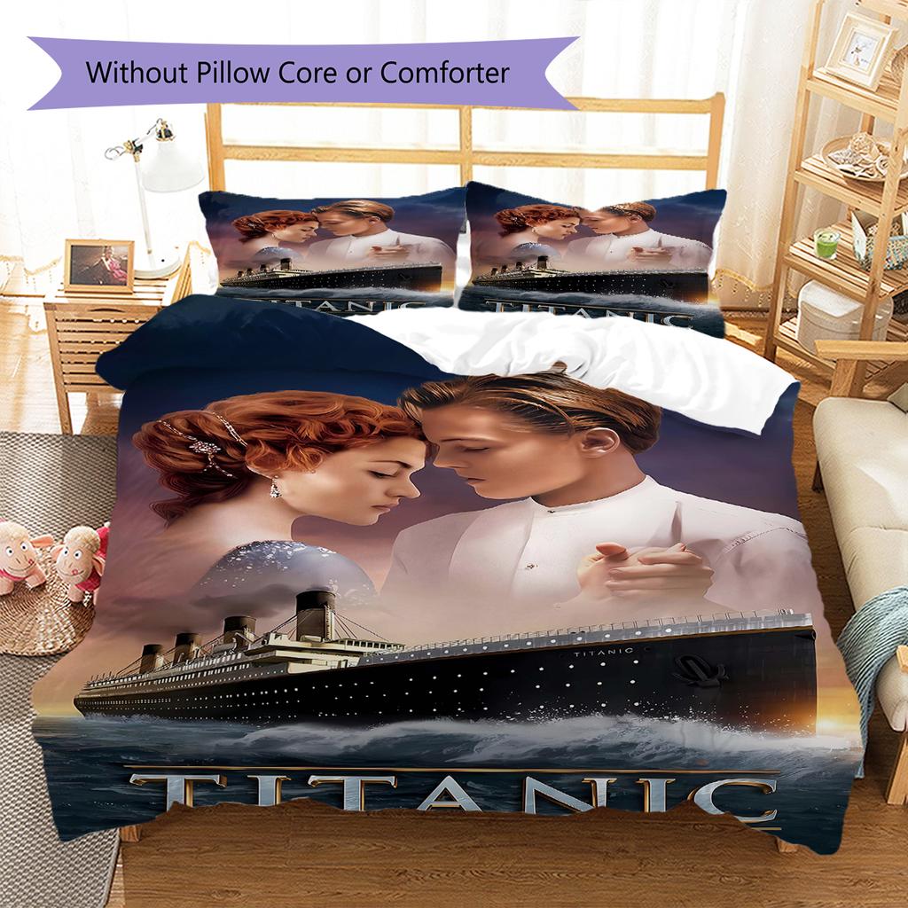 Biancheria da letto con motivo Titanic Set copripiumino Federe Decorazione per la casa Regalo (1 * copripiumino + 2 * federa, senza nucleo)