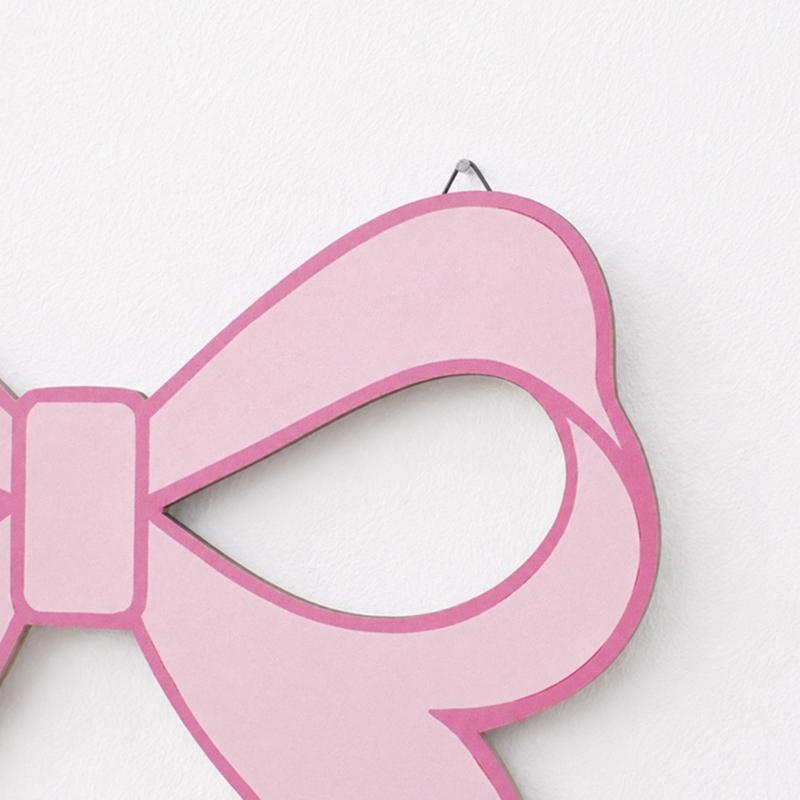 Hanging Wall Shelf for Decors, Pink Bows Wooden Display Shelf for Small Items, Wall Mounted Accent Shelf for Bedroom and Vanity Area