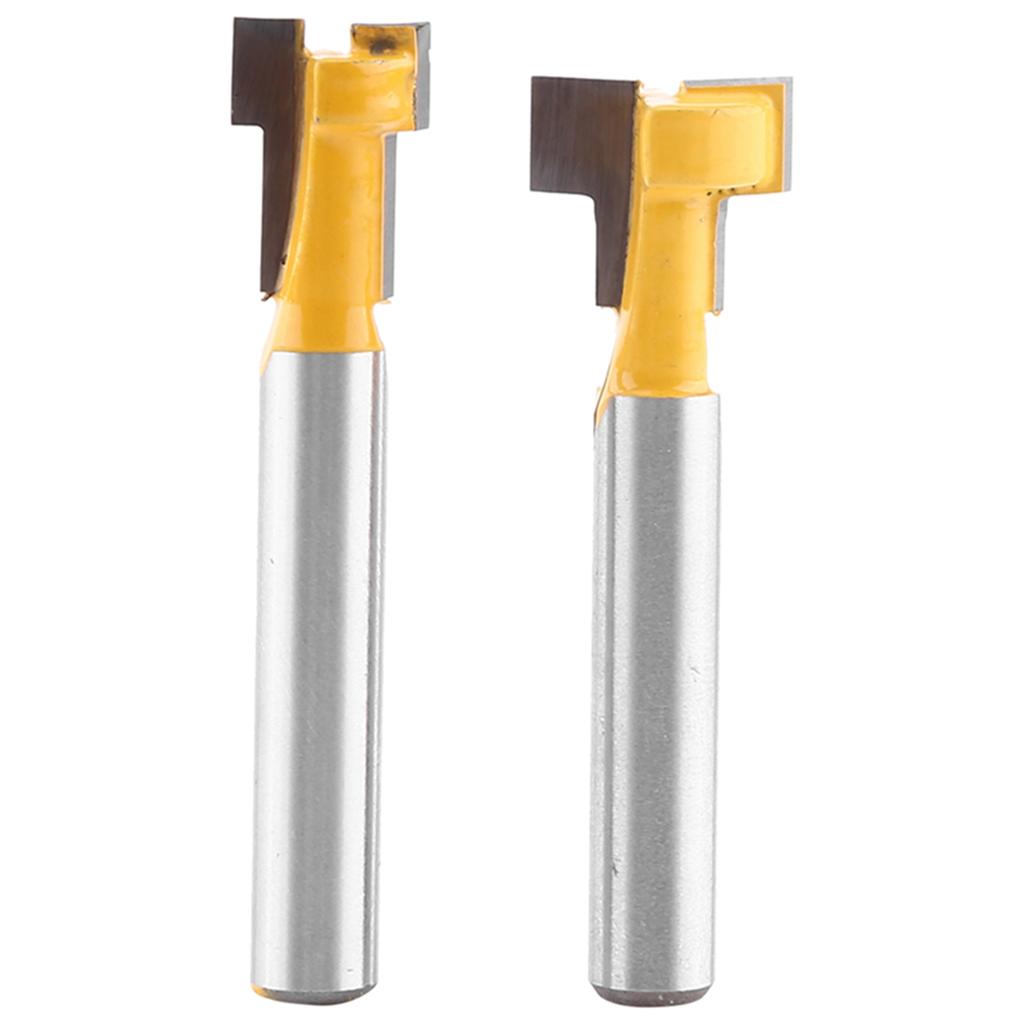2pcs Yellow T Slot Cutter Router Bit for 38"" & 12"" Cutting Edge 14"" Shank