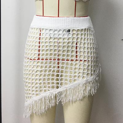 Falda de Verano para Mujer Sexy Calada de Punto Moda Personalizada con Borlas Cubre-traje de Playa