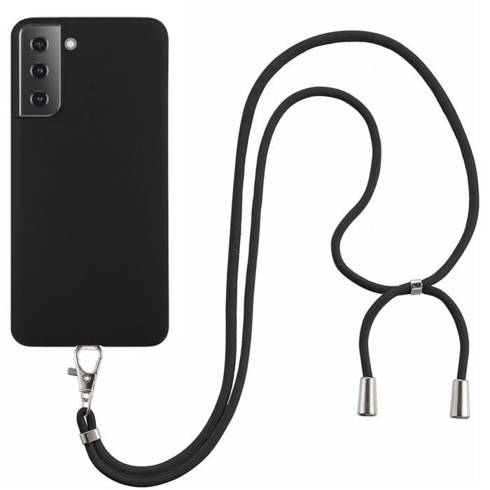 Coque de Protection - PROSHOP - pour Samsung Galaxy S21 Plus - Silicone Souple - Noir - Avec Chaîne